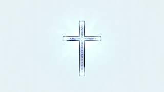 Divine Harmony: Black Music Notes and White Light Surrounding Cross on Gray Background