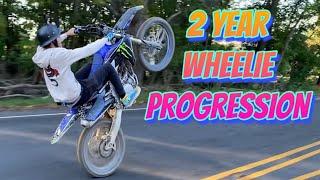 2 Year Dirt Bike Wheelie Progression!