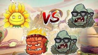 Sunflower Queen and Giga Torchwood vs two Giga Gargantuars