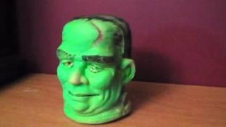 VERY RARE Vibrating Laughing Frankenstein Head Animated Halloween Prop