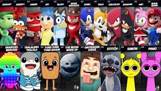 Sonic vs Mario vs Steal a Brainrot vs Grotesque Steve vs Stitch vs Moon | Super Smash Bros Ultimate