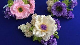 Ribbon flowers.Lilac/Floras de cinta.Lila/Цветок и сирень из лент