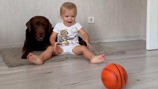 Adorable Baby Plays Ball with His Best Buddy Dog!