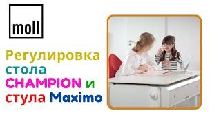 Как быстро настроить детский письменный стол moll CHAMPION и стул Maximo для детей разного возраста