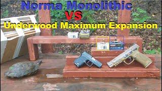 Norma Monolithic 9mm VS Underwood Maximum Expansion 9mm