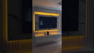 Simple TV cabinet design || WPC louvers panel design #interiordesign #tvcabinet #youtubeshorts ...