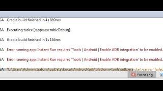 Fix Error running app: Instant Run requires Tools Android Enable ADB integration to be enabled