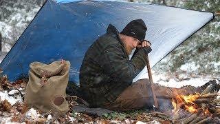 Cold Weather Camp Setup: Survival Shelter, Fire, Debris Bed