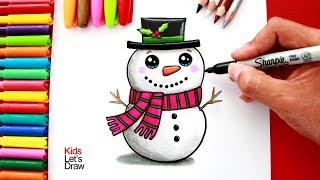 Aprende a Dibujar un MUÑECO DE NIEVE navideño clásico | How to Draw a Cute Classic Christmas Snowman