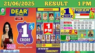 DEAR LOTTERY SAMBAD MORNING 1 PM RESULT TODAY LIVE DRAW ON 21.06.2025 NAGALAND SATURDAY
