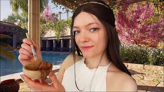 ASMR ️ Ancient Greek Spa (wind, distant chatter, birds)