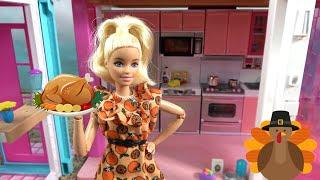 Barbie and Ken Thanksgiving Dinner Disaster at Barbie's Dream House and Sleepover w Barbie's Sister