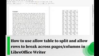 How to use allow table to split and allow rows to break across pages/columns in LibreOffice Writer