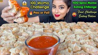 ASMR Eating 100 Spicy Momos Dumplings Indian Chinese Street Food ASMR Eating Mukbang Challenge Video