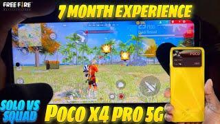 Poco x4 pro 5g phone 7 months gaming test experience free fire handcam gameplay solo vs squad ff