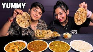 ASMR Eating Palak Paneer, Dal Makhni, Kadai Paneer, Rice, Tandoori Roti & Stuffed Naan Mukbang