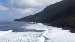 Drone Shot of Praia do Norte Surf Spot - Faial, Azores