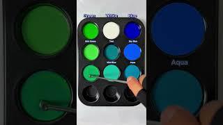 Create 9 Colors from 3 Colors Green + White + Blue #mixing #satisfying