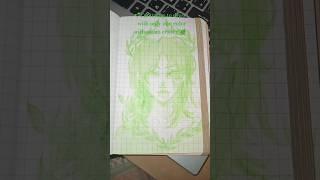 I'm trying to draw with only one color without an eraser! #music#art #green#greencolor ###plants