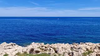 View / Ambience of the Mediterranean Sea in Palermo, Sicily, Italy - May 2024 (relaxing ocean view)