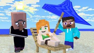 Bad Villager VS Baby Steve Beach Story. @ST-Mine #minecraft