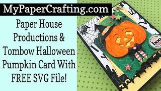 Crafty Melinda Paper House Tombow Halloween Card w FREE SVG