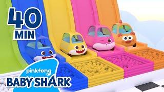 Baby Shark Toy Cars are Jumping on the Slide | +Compilation | Best Color Songs | Baby Shark Official