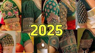 80 New Ari work Green Bridal Blouse Designs | Maggam Work Blouse Design  bridal Ari blouse designs