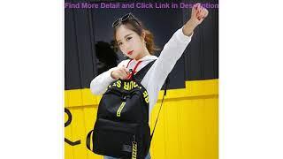 Review 2019 black Nylon Women School Bags for Teenage Girls Backpack Female Teens Men Schoolbag Cas