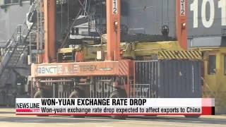 Won-yuan exchange rate drop to its lowest in nearly three years