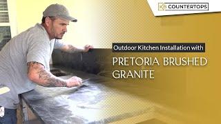 Outdoor Kitchen Installation with Pretoria Brushed Granite | KB Countertops