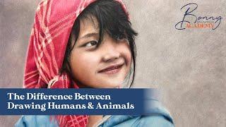 The Difference Between Drawing Animals and Humans | Coloured Pencil Portraits
