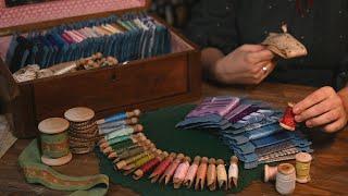 Organizing my vintage ribbons and trims collection | ASMR (sorting / paper and fabrics sounds)