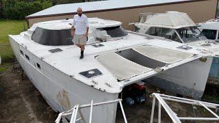 ️ Hurricane-damaged catamaran. We're moving in!