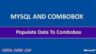 How To Populate Mysql Data To Combobox VB Net