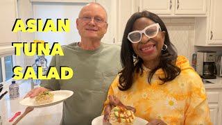 Jeri & Mike in the kitchen, making Asian Tuna Salad (RECIPE)