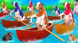 3 Color Cows Battle It Out in Epic Boat Race! Animal Adventures 2024