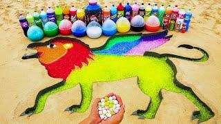 How to make Rainbow Winged Lion with Orbeez, Balloons Sodas, Pepsi, Coca Cola, Fanta and Mentos