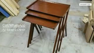 WOODAKH Nesting Table in Solid wood Lacquer Finished