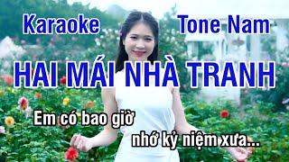 Hai Mái Nhà Tranh Karaoke  Nhạc Sống Hay Tone Nam (Đô Thăng Thứ) ► Karaoke Lê Thiết