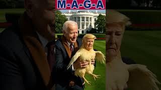 "Biden’s Trump Chicken Chaos: From Pet to Plate at the White House" - AI Meme