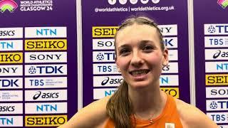 Femke Bol talks after running 49.17 world record at 2024 World Indoors