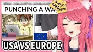 Kitsu reacts to USA VS EUROPE MEMES