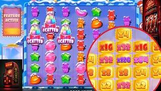 SUGAR RUSH XMAS  Achat du BONUS FREE SPINS, avec les MULTIPLICATEURS qui vont avec ;)