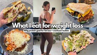 WHAT I EAT FOR WEIGHT LOSS VLOG + 100g protein goal | Workout routine & meal ideas