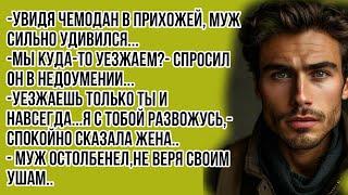 -Увидя чемодан в прихожей, муж сильно удивился...-Мы куда-то уезжаем?- спросил он в недоумении...