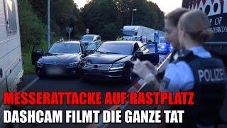 Brutale Messerattacke auf Autobahnrastplatz - Dashcam filmt die ganze Tat | 17.07.2024