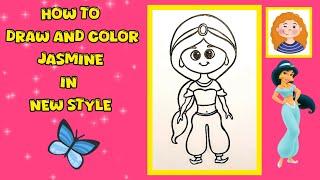 How To Draw And Color Jasmine In New And Easy Style /Draw And Coloring For Kids🪔‍️