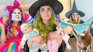 Wicked Witch Babysits Princess Baby Dolls - Princess Lollipop Gets a Spa Day!