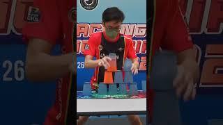 Fastest sport stacking individual cycle - 4.881 seconds by Chan Keng Ian 